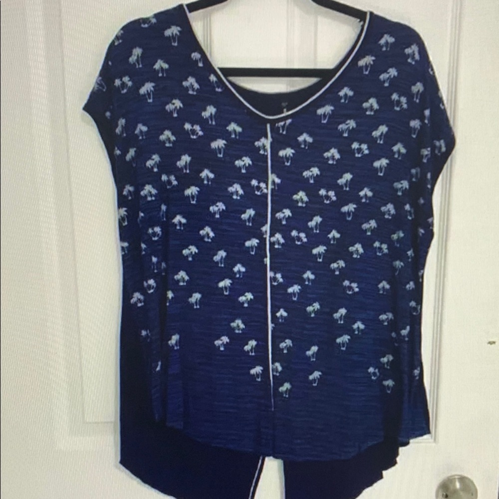 Navy Blue Printed Women's Top